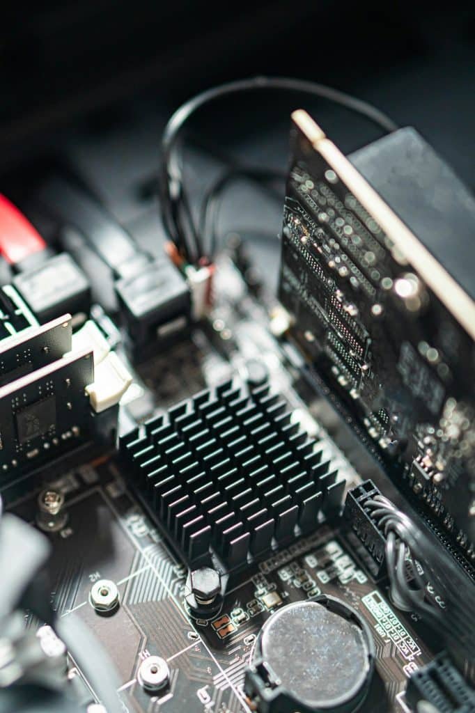 Close-up of Computer Motherboard Components